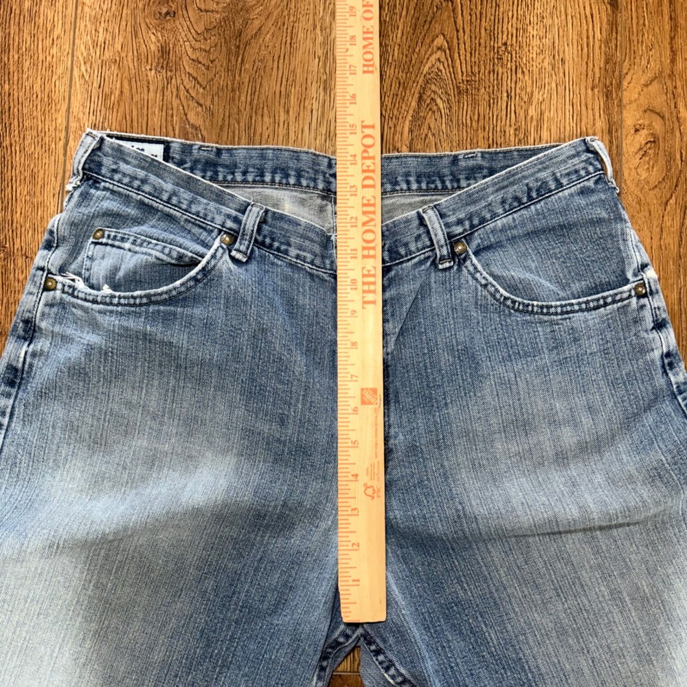 VTG Lee Dungarees Loose Straight Leg Fit Blue Jeans 90s Mens 36x33 Baggy Denim - Picture 9 of 10